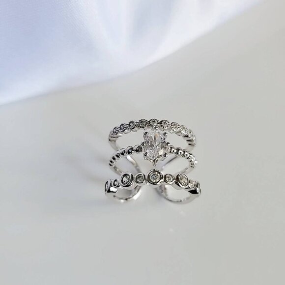 Sterling Silver Ring, Multi Layered Ring, Adjustable Ring, Statement Ring, Women - Picture 3 of 10